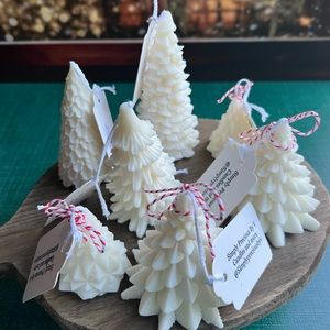 A set of 5 Christmas trees Soy candle - decorative .